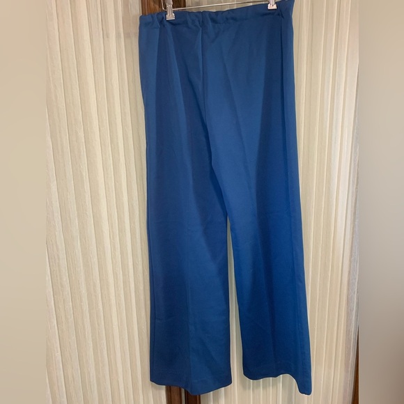 Vintage 70’s 100% Polyester Pants Flare Leg Blue Tall 30” Inseam - Elastic Waist - Picture 3 of 6